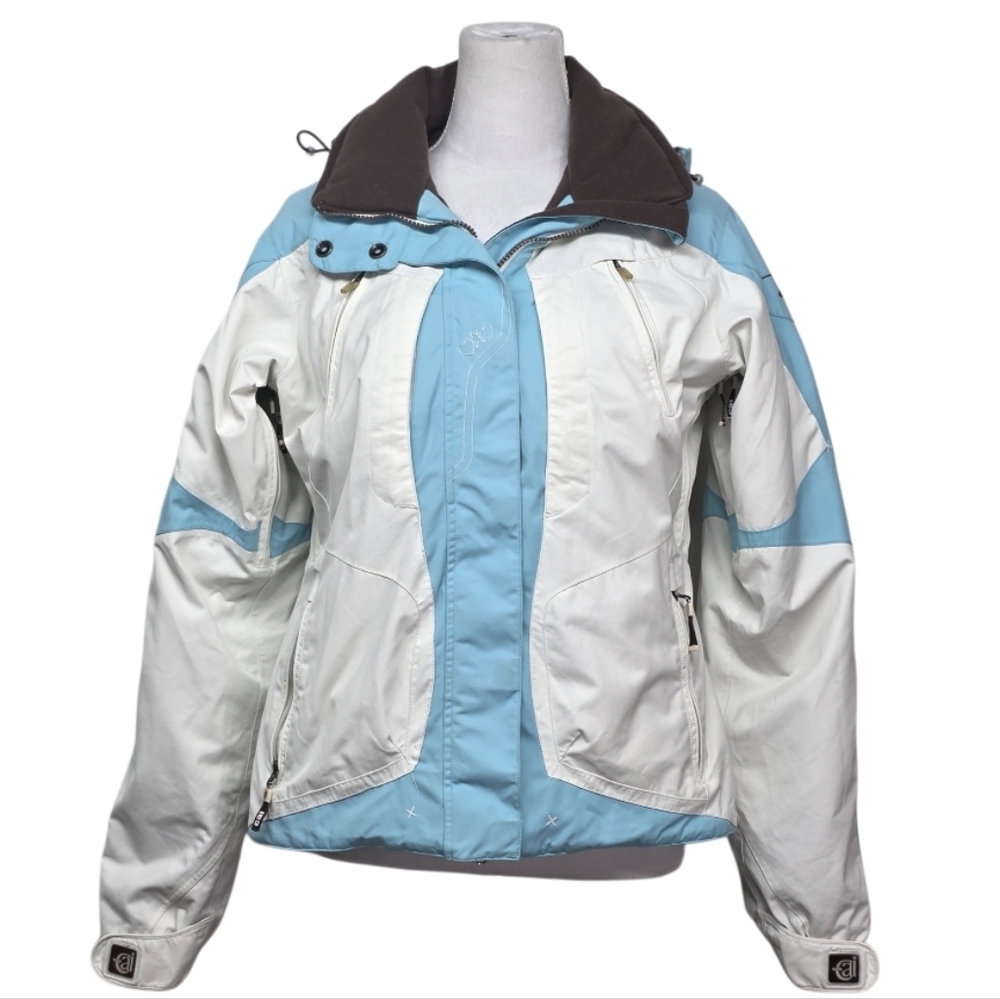 Cold As Ice CAI Cyan Blue & White Jacket for Snow Ski Snowboarding Sz M w RECCO